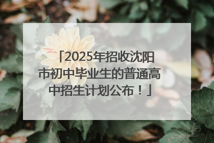 2025年招收沈阳市初中毕业生的普通高中招生计划公布！